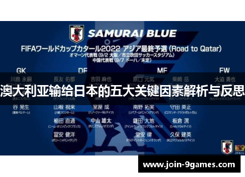 澳大利亚输给日本的五大关键因素解析与反思 澳大利亚输给日本的五大关键因素解析与反思